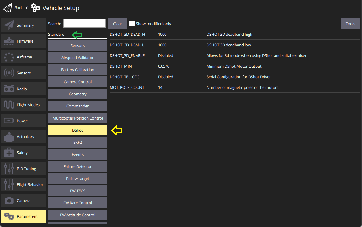 Parameters Screen