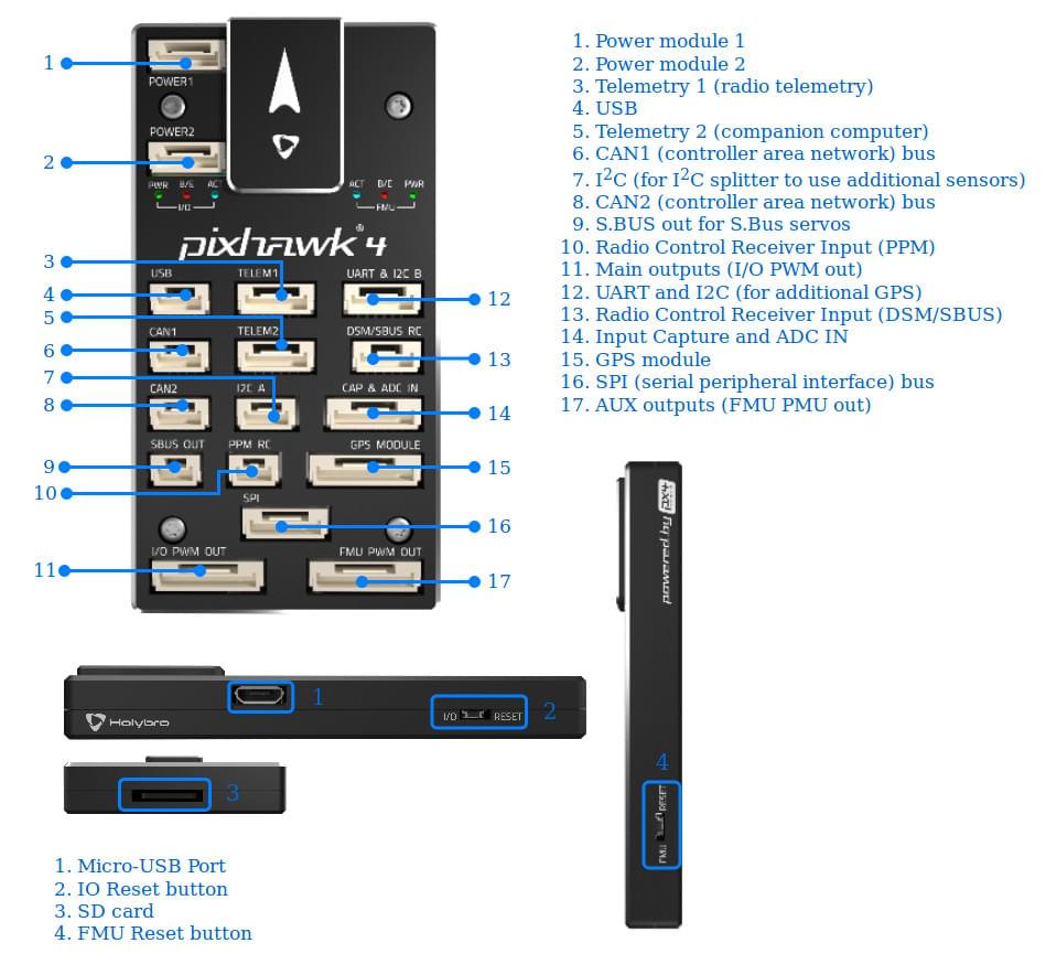 Pixhawk 4 커넥터