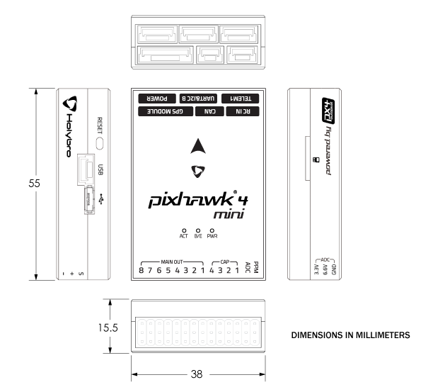 Pixhawk 4 미니 크기