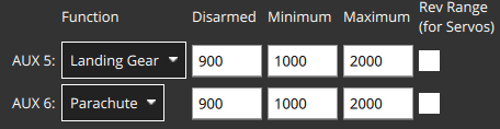 Actuators - Parachute (QGC)