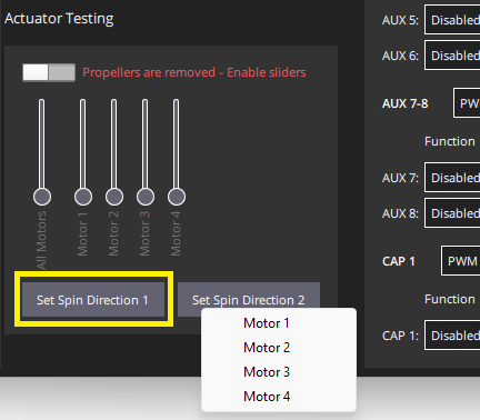 Set spin direction buttons